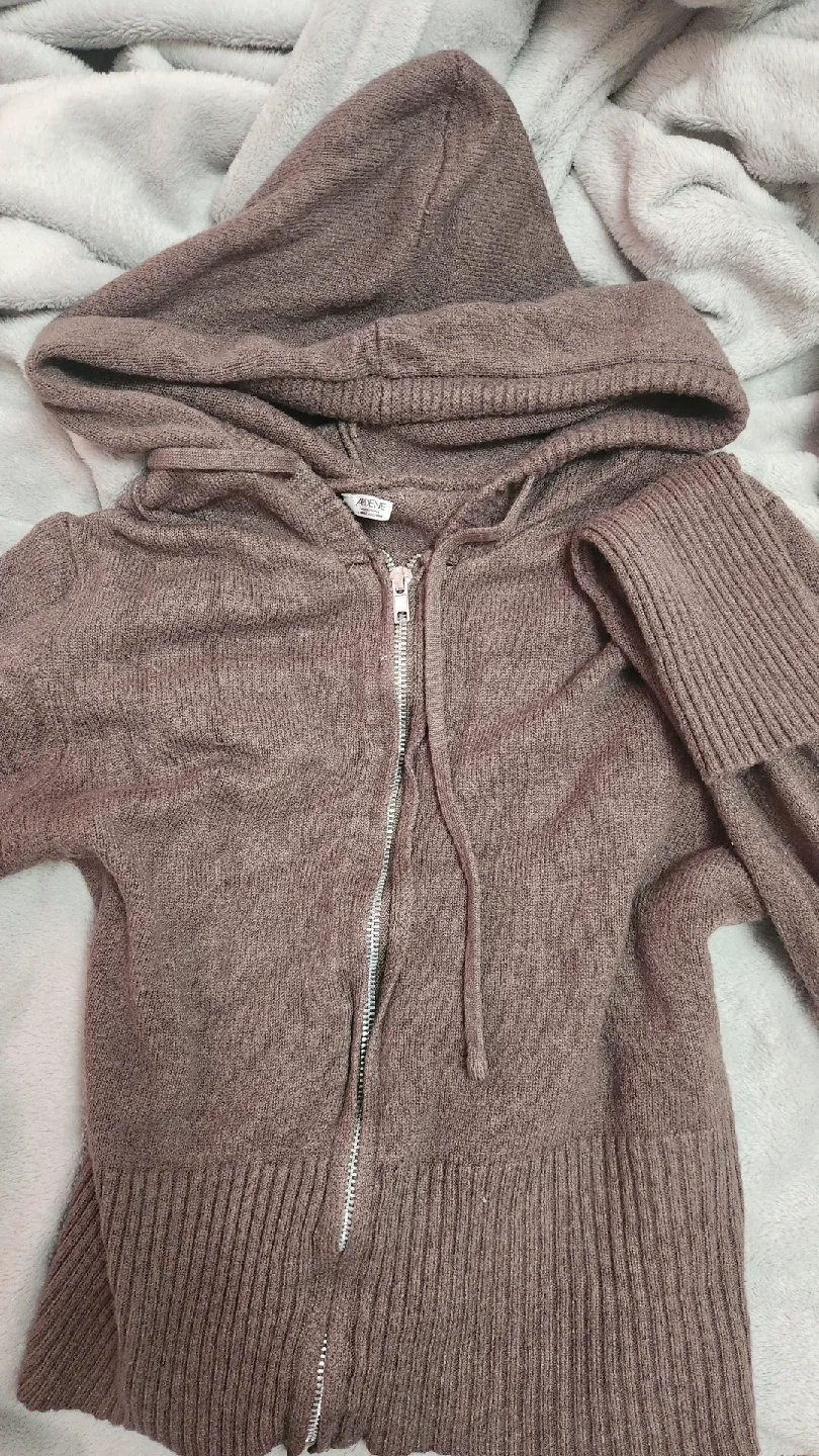 Ardene brown knit zip up with hood