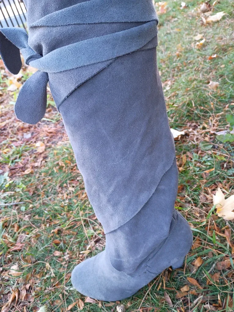 Gray Suede Jeffrey Campbell Libby Wrap Boots sz 7 image indicator(7)