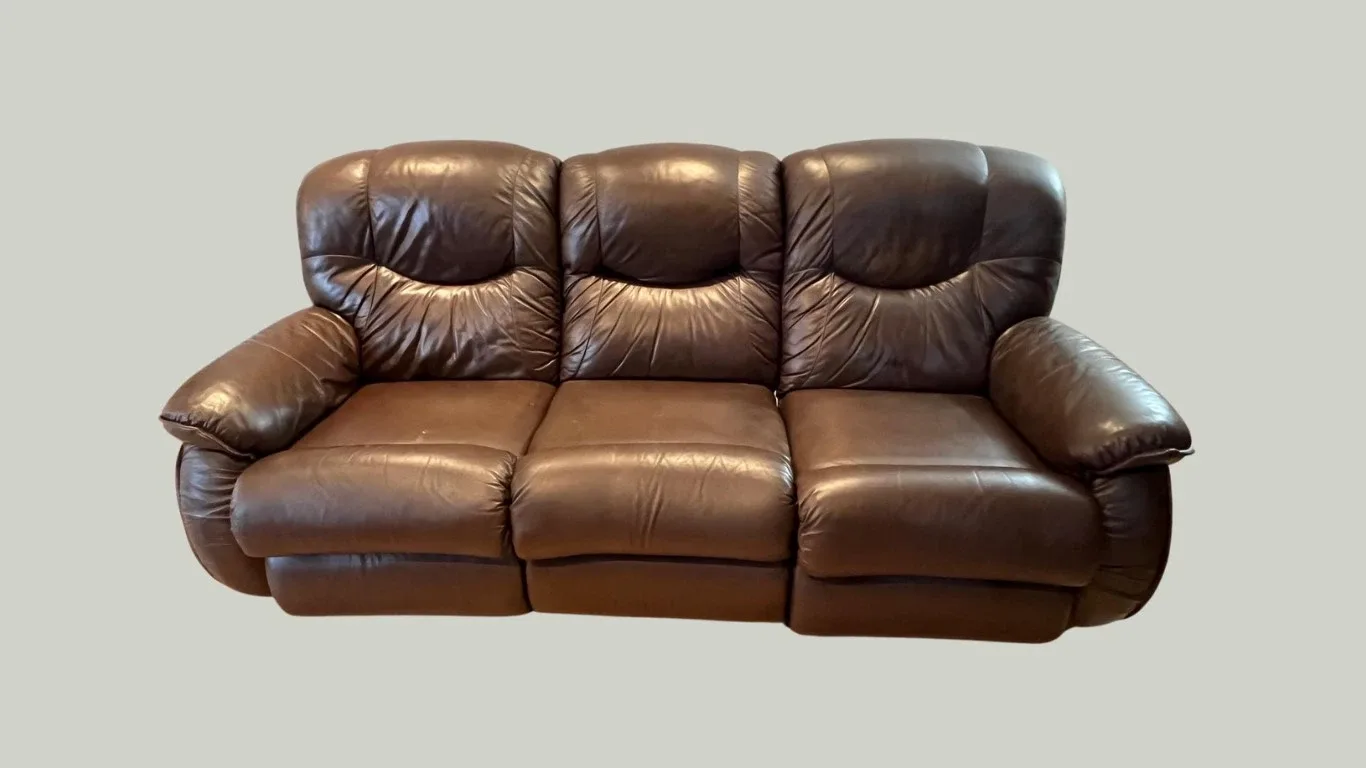 Lazy boy Brown Leather Reclining Sofa