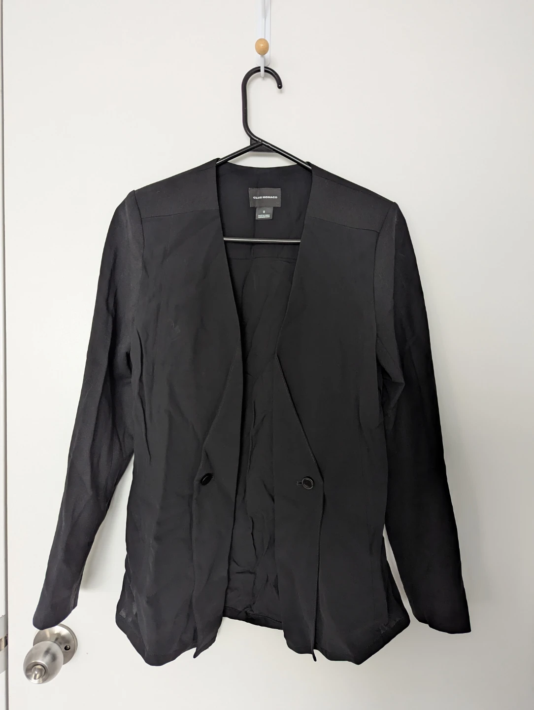 Vince Black Wool Blend Leather Sleeve Jacket