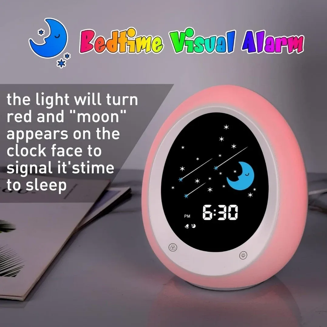 Kids Alarm Clock, Toddler Sleep Training Clock with Sun &.... image indicator(6)