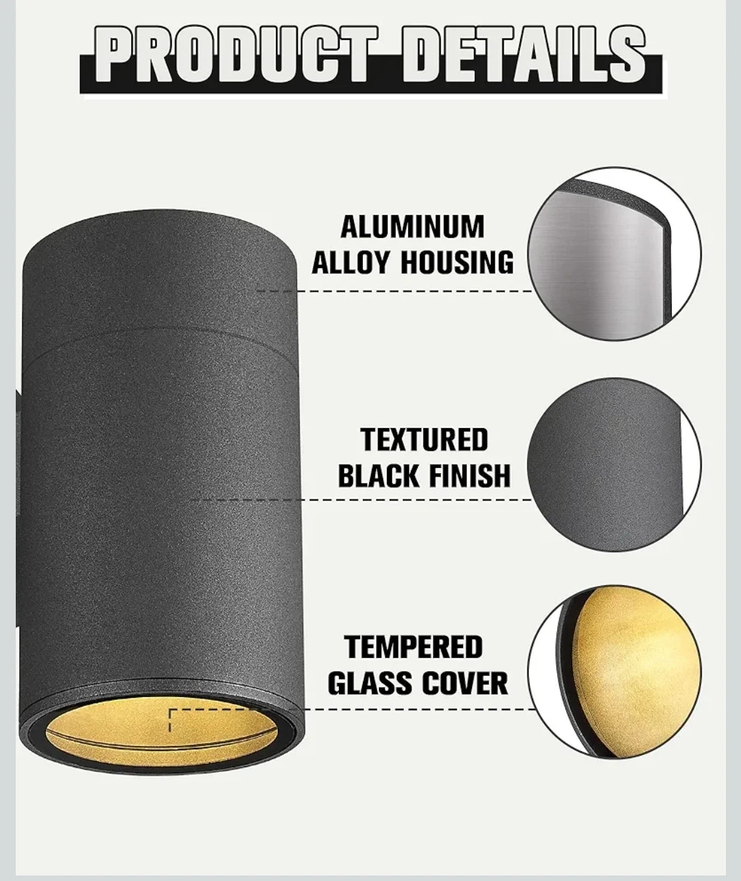 Ken & Ricky Black Outdoor Cylinder Wall Light -NEW - photo 2