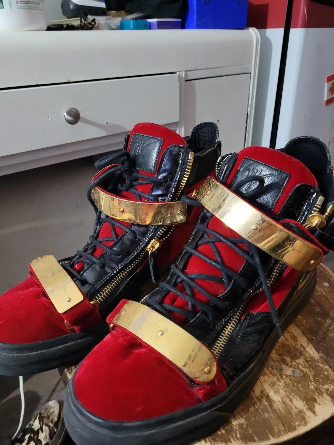 Giuseppe Zanotti Red & Black High-Top Sneakers image indicator(2)