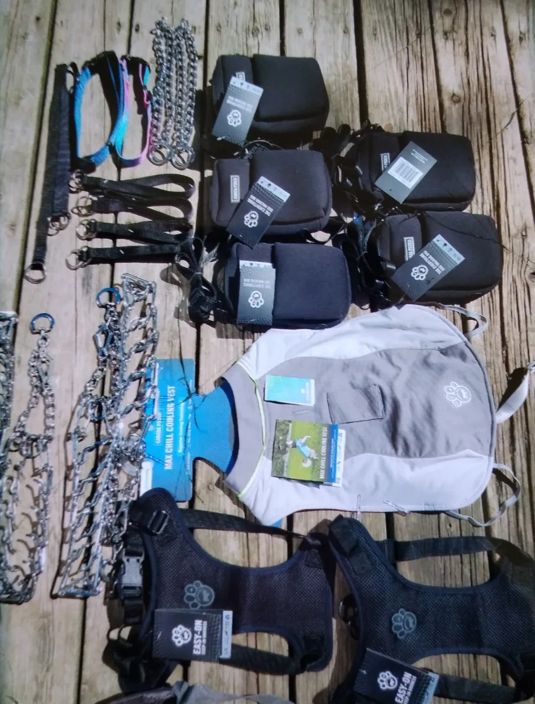 Pet Supplies Lot: Leashes, Collars, Carrier, Clothes image indicator(8)