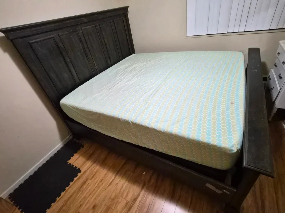 Queen Size Bed Frame - Dark Wood