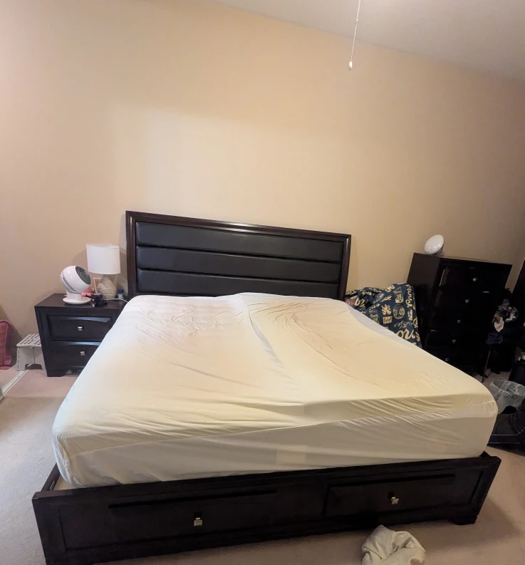 Dark Brown King Size Bed Frame with Drawers - photo 2