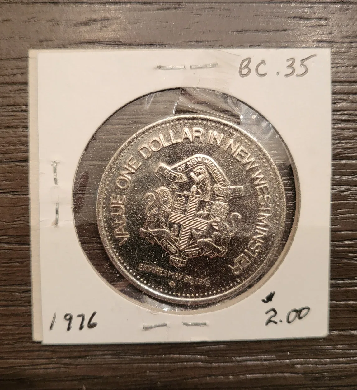 1975 New Westminster Trade Token