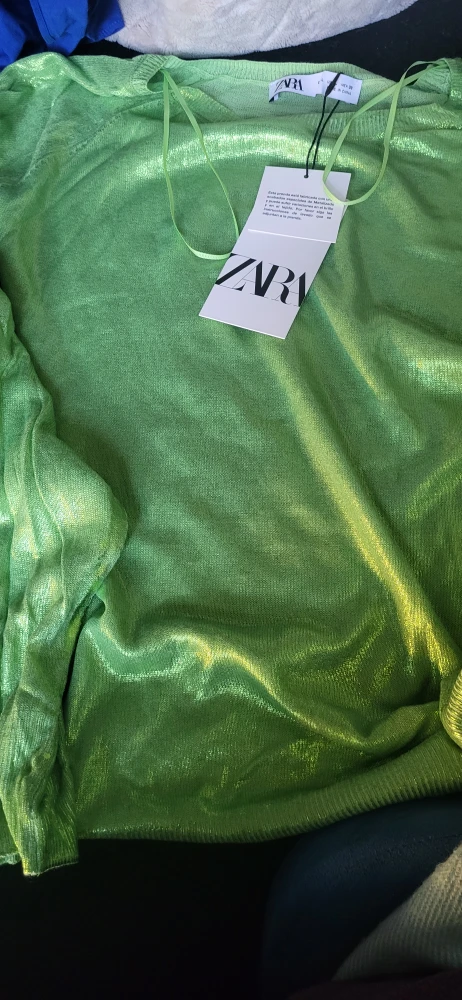 Zara Green Metallic Knit Top - Size M - photo 2