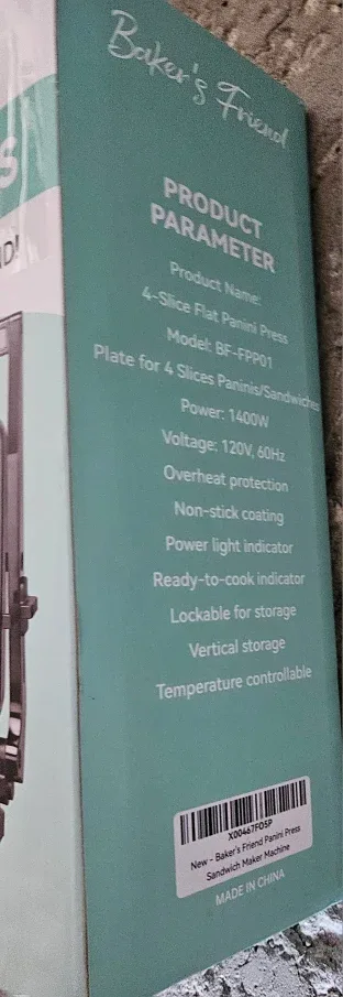 Baker's Friend 4-Slice Flat Panini Press - New! image indicator(2)