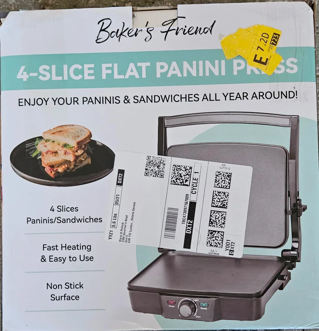 Baker's Friend 4-Slice Flat Panini Press - New! image indicator(3)