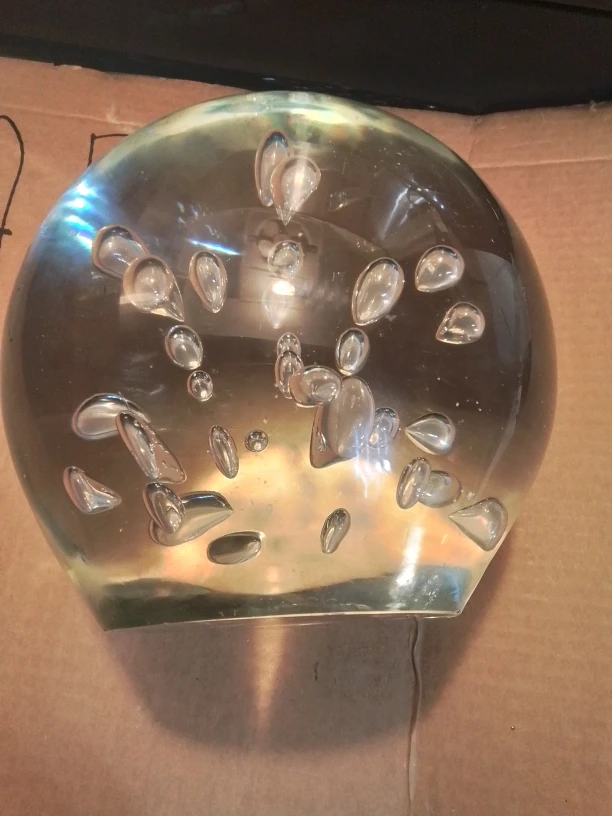 Modernist & Large Clear Controlled Bubbles Art Glass Ball 8" - photo 5