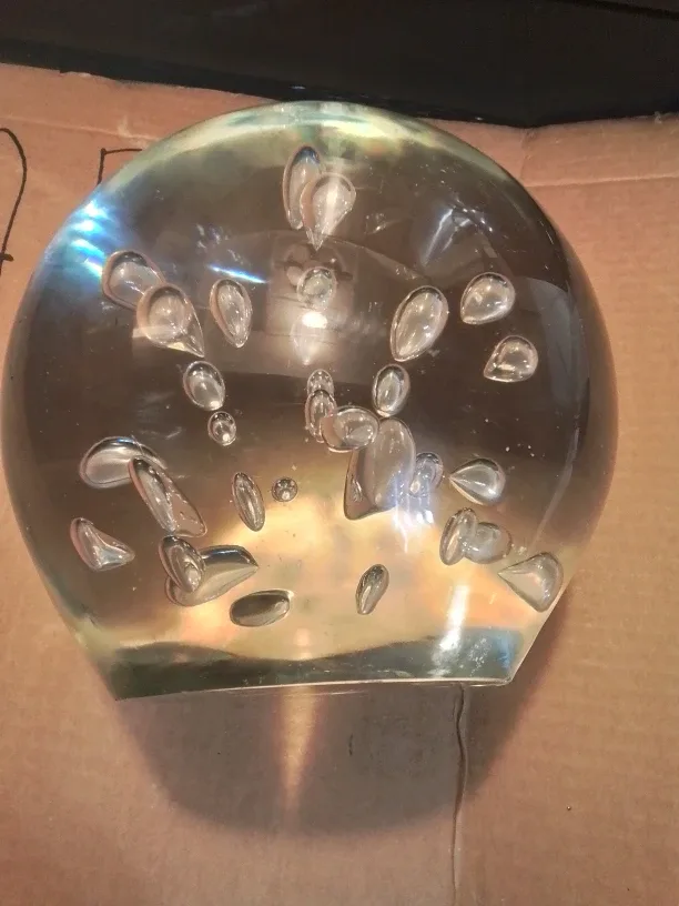 Modernist & Large Clear Controlled Bubbles Art Glass Ball 8" image indicator(5)
