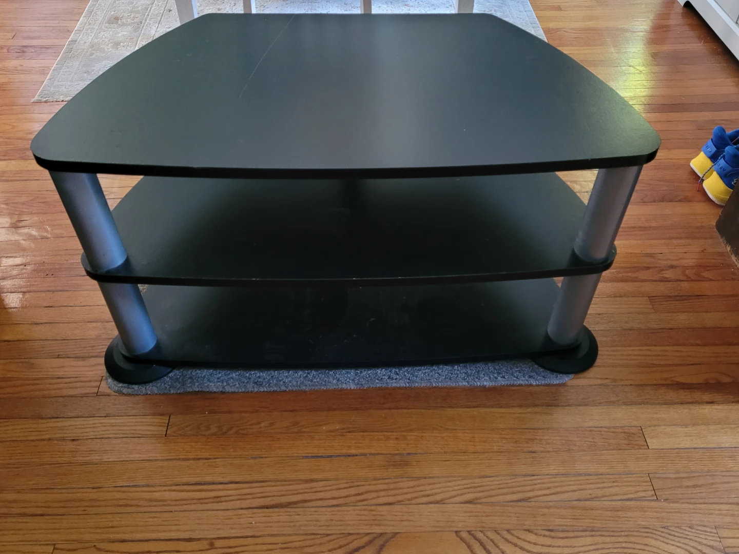 Black TV Stand with Silver Legs
