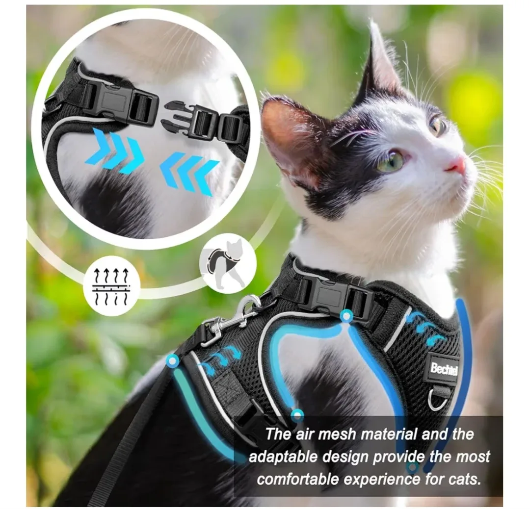 Bechtel Cat Harness with Leash & Car Seatbelt - Black, Size S image indicator(3)