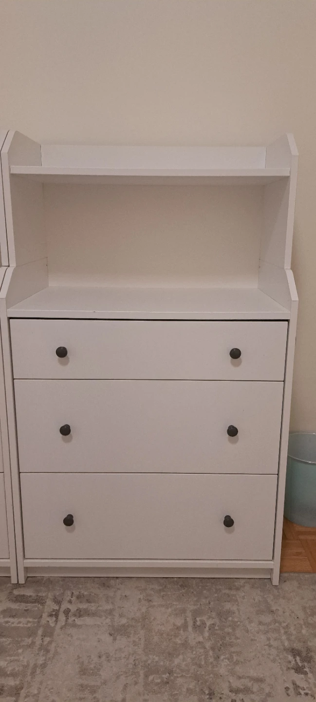 IKEA Hauga White Chest of 3 Drawers with Shelf