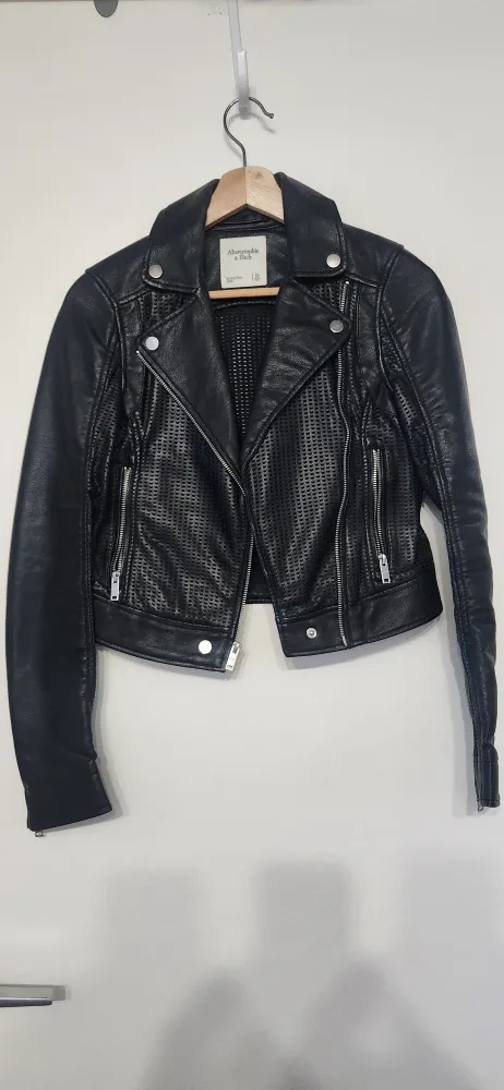 Abercrombie & Fitch Black Leather Jacket - Size XS