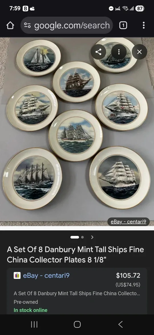 Two Harleigh England Bone China Ship Plates image indicator(8)