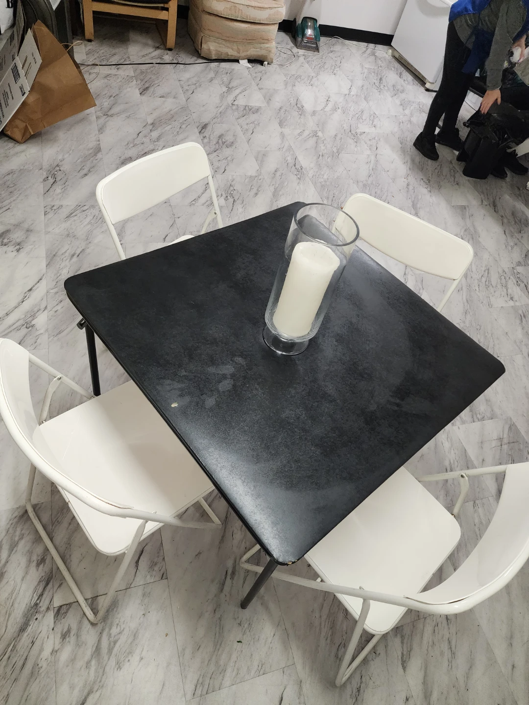 Black Folding Table and 4 White Chairs Set - photo 2