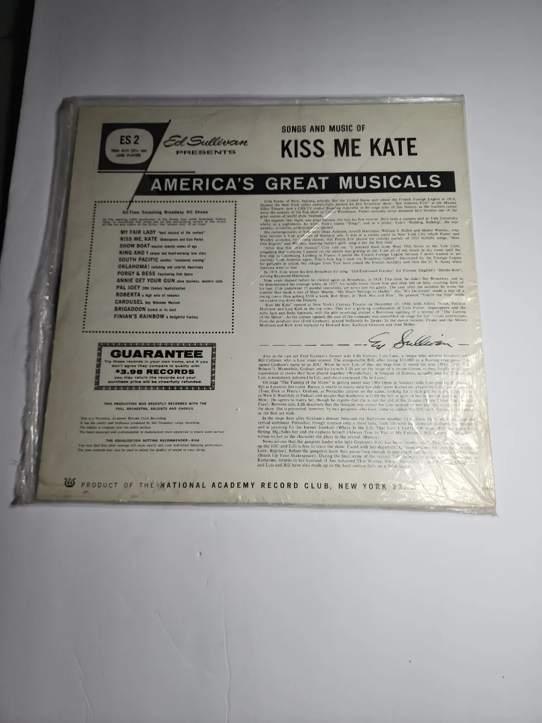Ed Sullivan Presents Kiss Me Kate LP image indicator(2)