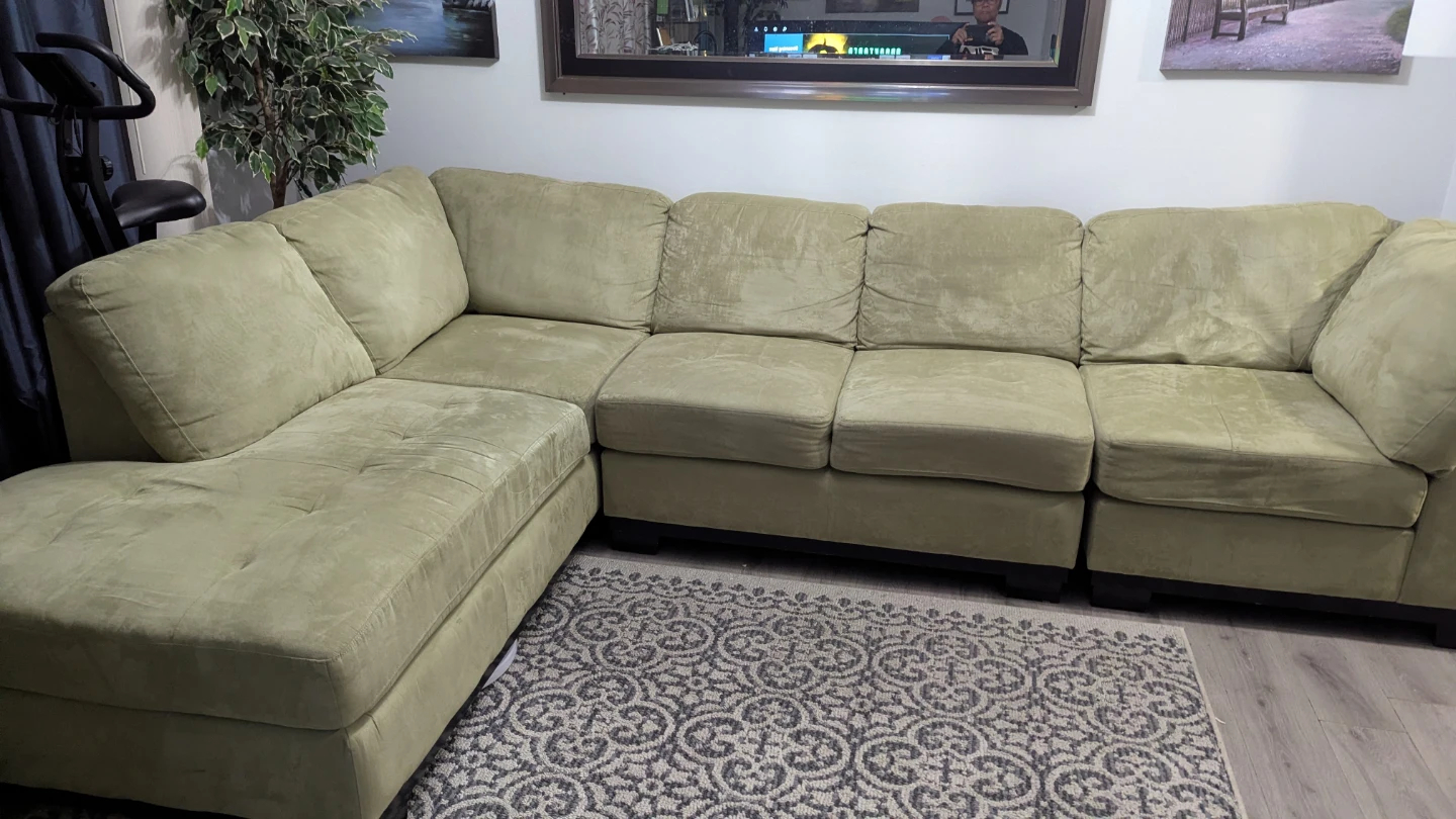 Velvet u shape sofa - photo 3