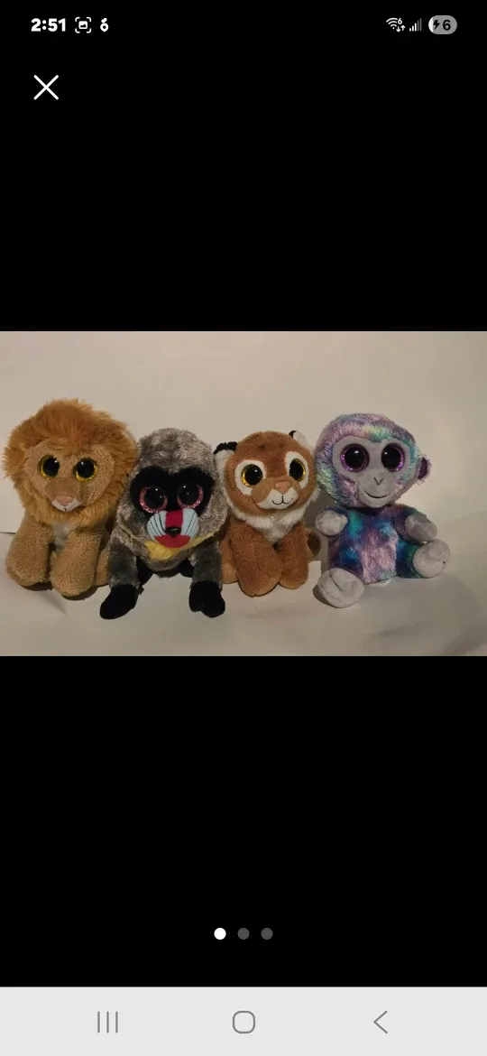 Ty Beanie Boos Plush Toys - Lion, Mandrill, Tiger, Monkey