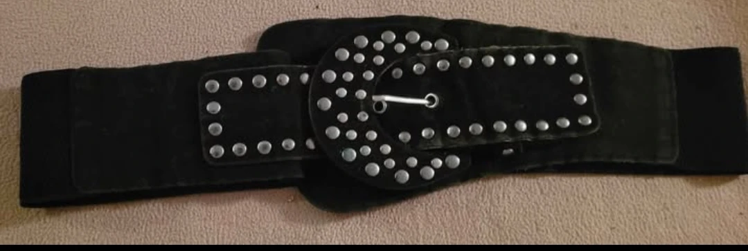 Black Elastic Waist Belt with Silver Studs🥕🎃