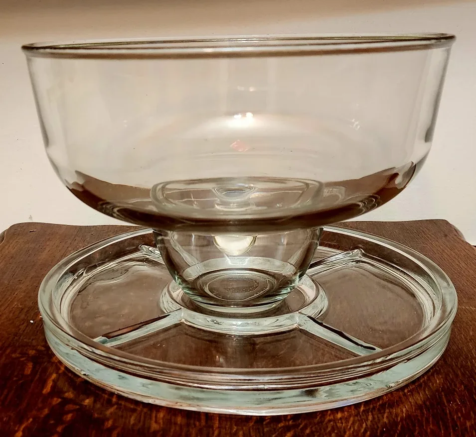 Vintage Glass Serving Platter with Bowl & Lid image indicator(2)