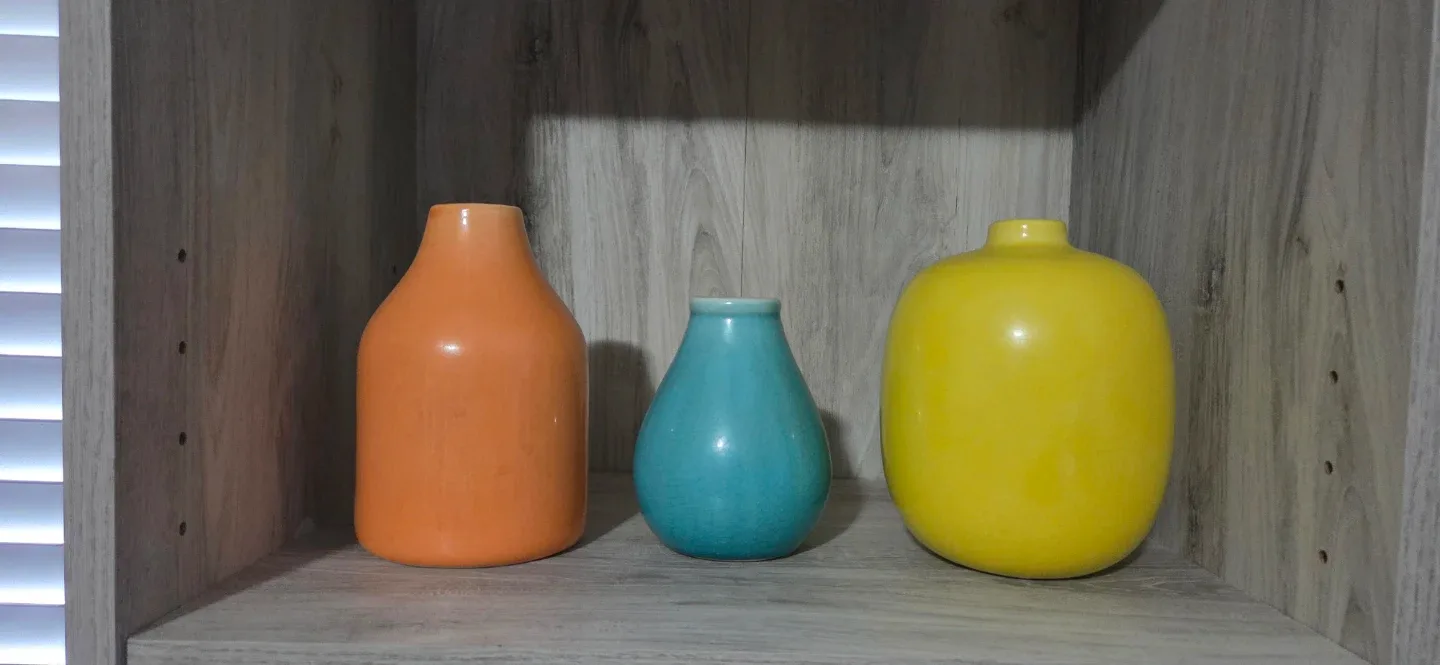 Set of 3 Vases - Orange, Blue, Yellow
