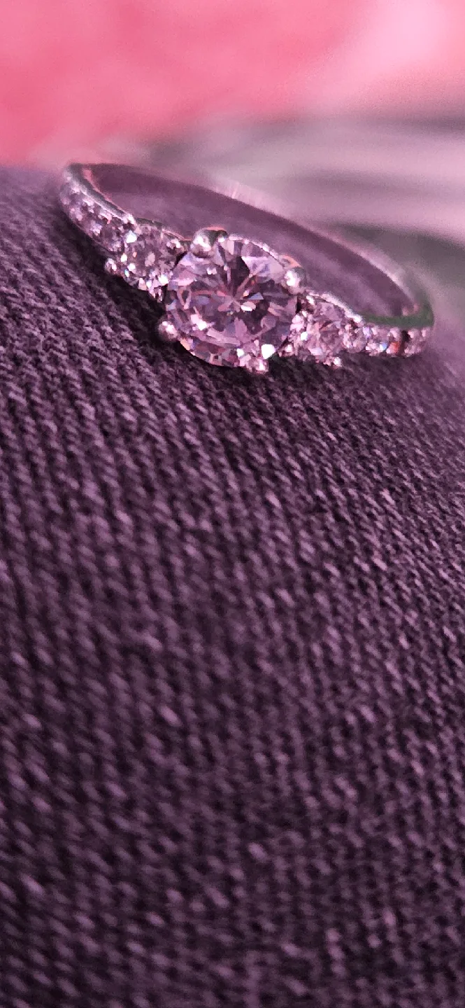 Silver ring with diamond gems image indicator(2)