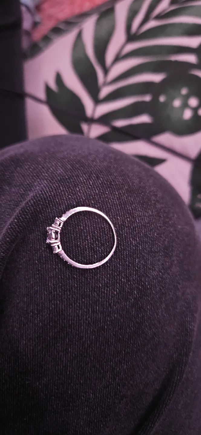 Silver ring with diamond gems image indicator(3)