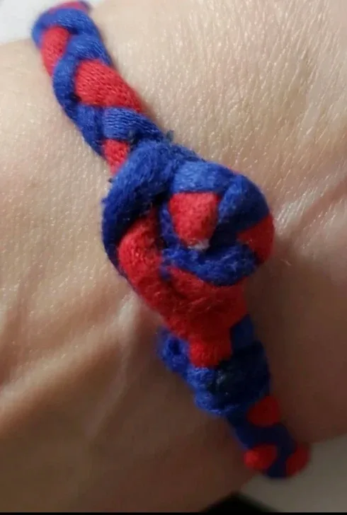 Handmade Braided Bracelet - Red and Blue image indicator(2)