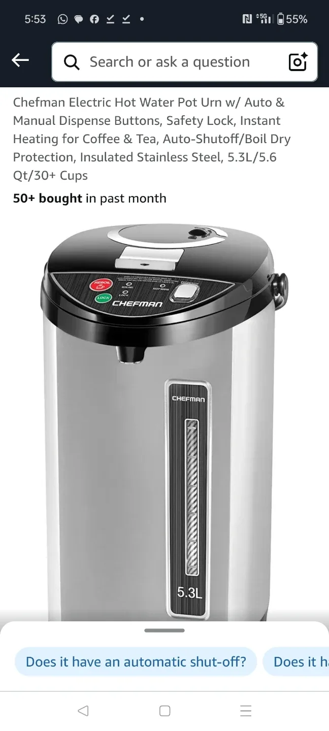 Chefman 5.3L Hot Water Pot image indicator(9)