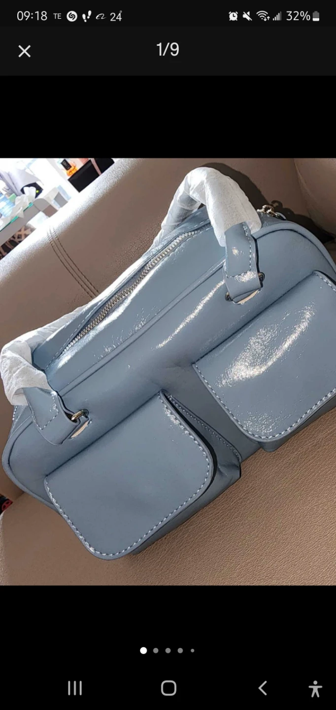 Blue Handbag with Pockets