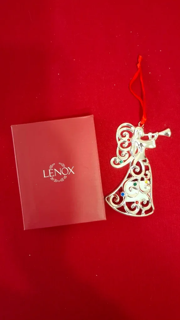 Lenox Sparkle and Scroll Angel Ornament