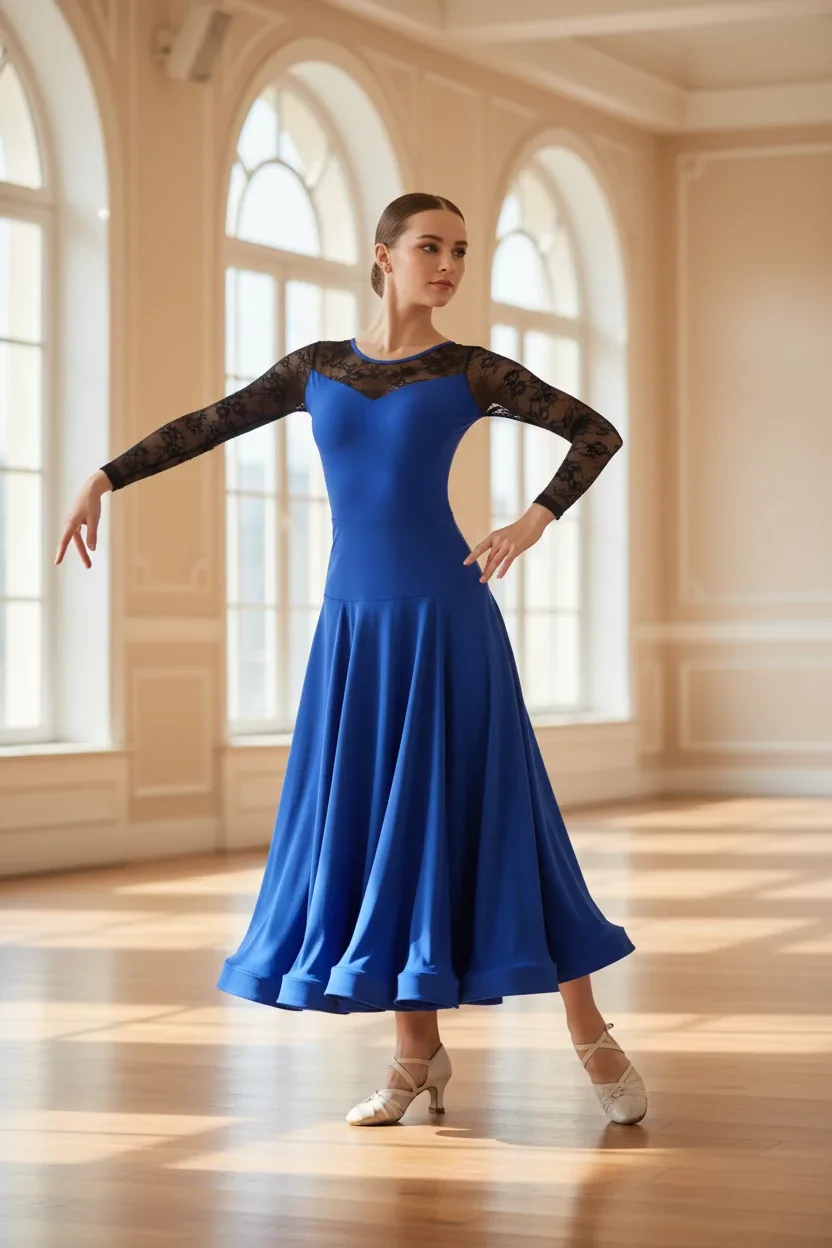 💃Blue Ballroom Dance Dress