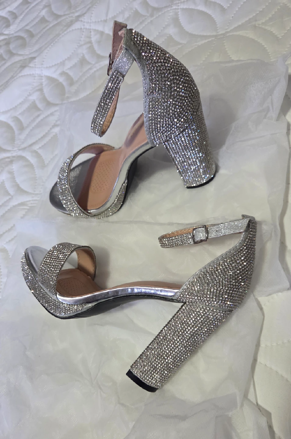 Silver Rhinestone Heels