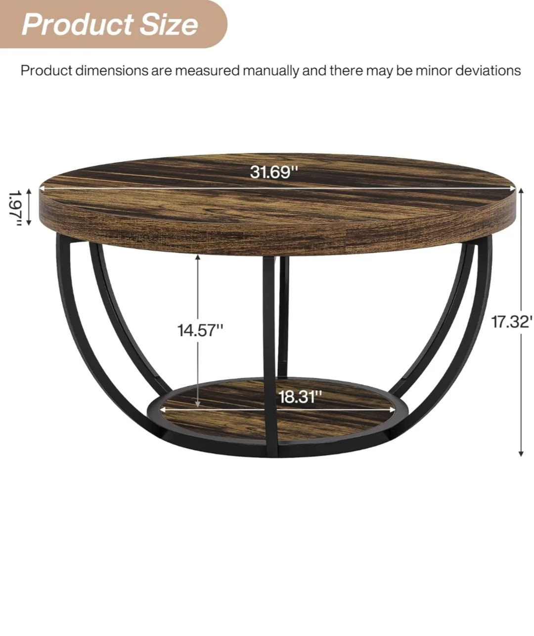 Round Coffee Table with 2-Tier Storage image indicator(2)