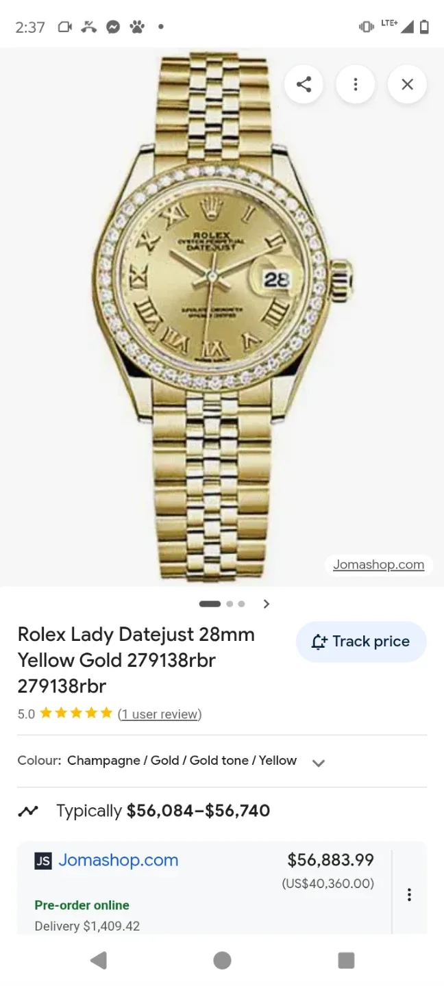 Rolex Lady Datejust 28mm Yellow Gold Watch