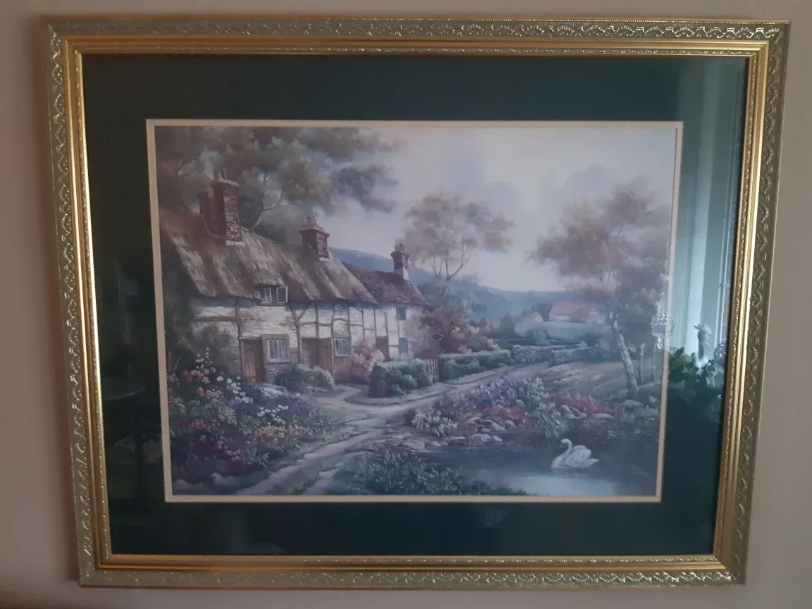 Framed Cottage Landscape Art