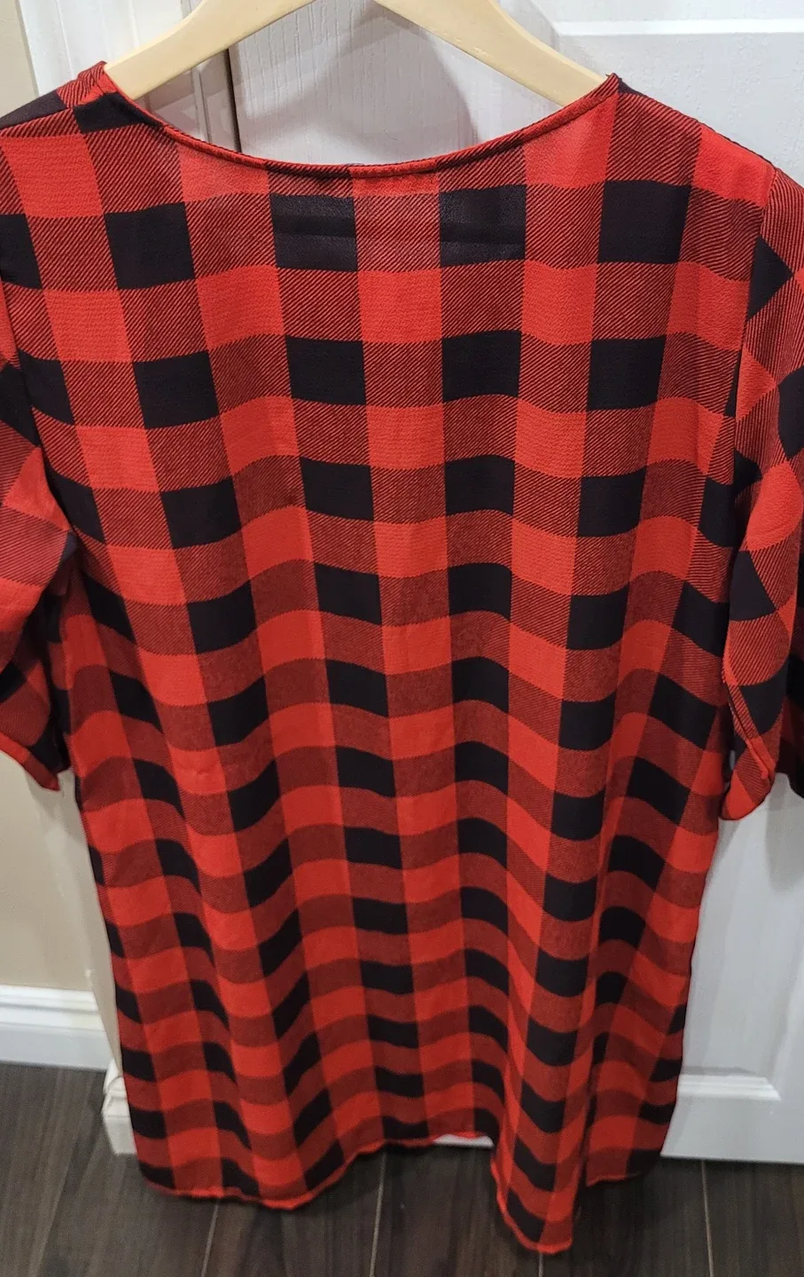 Fashion red & black plaid tunic dress image indicator(4)