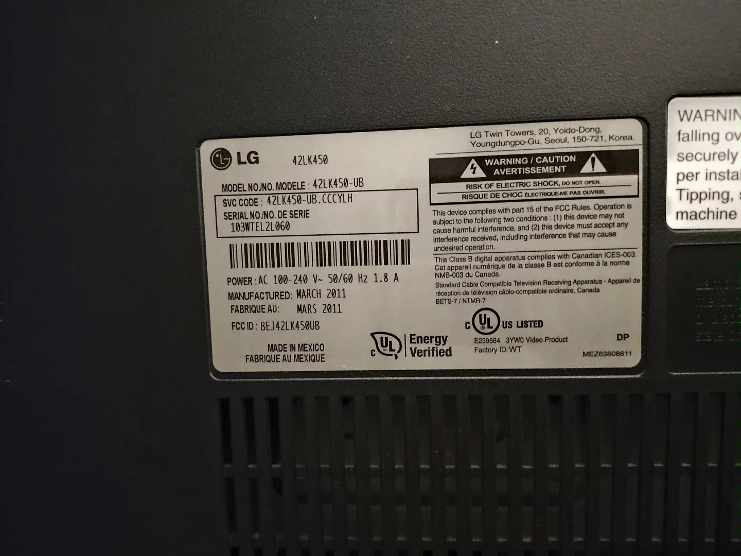 LG 42LK450-UB 42" LCD TV image indicator(4)