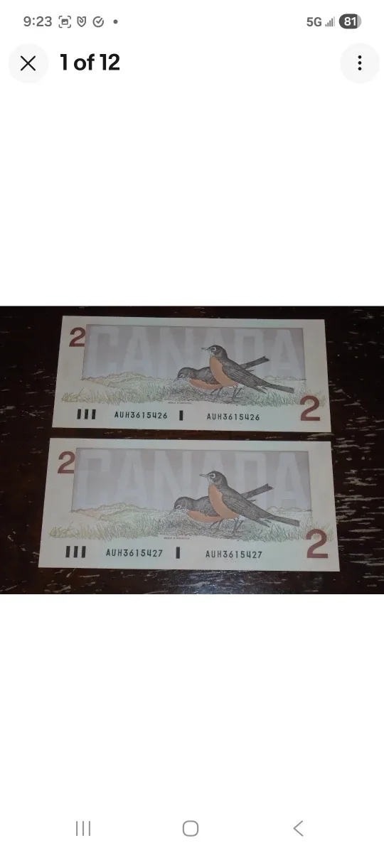 1986 Bank of Canada, Consecutive $2 Bills/AUH/Crow-Bouey + Bonus