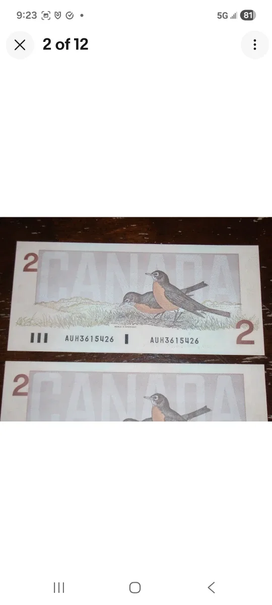 1986 Bank of Canada, Consecutive $2 Bills/AUH/Crow-Bouey + Bonus image indicator(2)