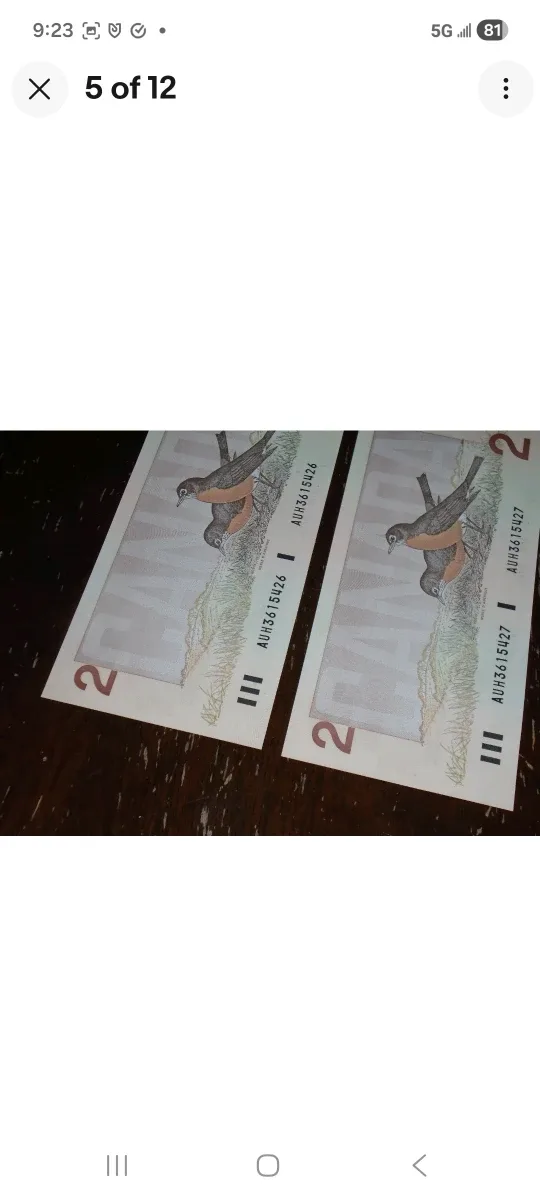 1986 Bank of Canada, Consecutive $2 Bills/AUH/Crow-Bouey + Bonus image indicator(5)