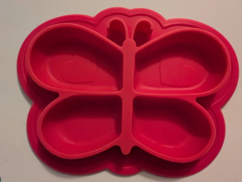 Red Butterfly Silicone Divided Plate