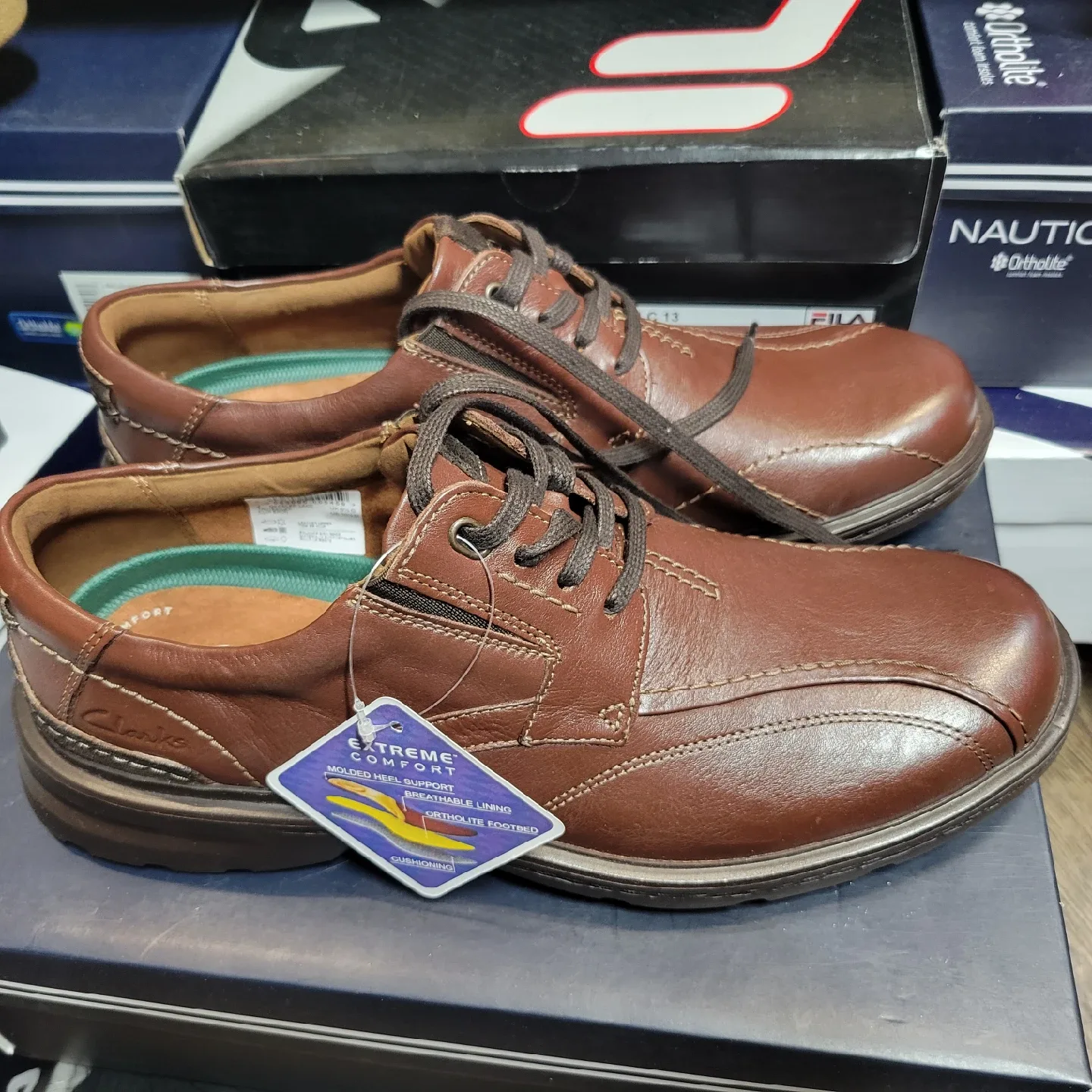 Clarks Gessler Lace Tan Leather Shoes - US 10½M thumbnail