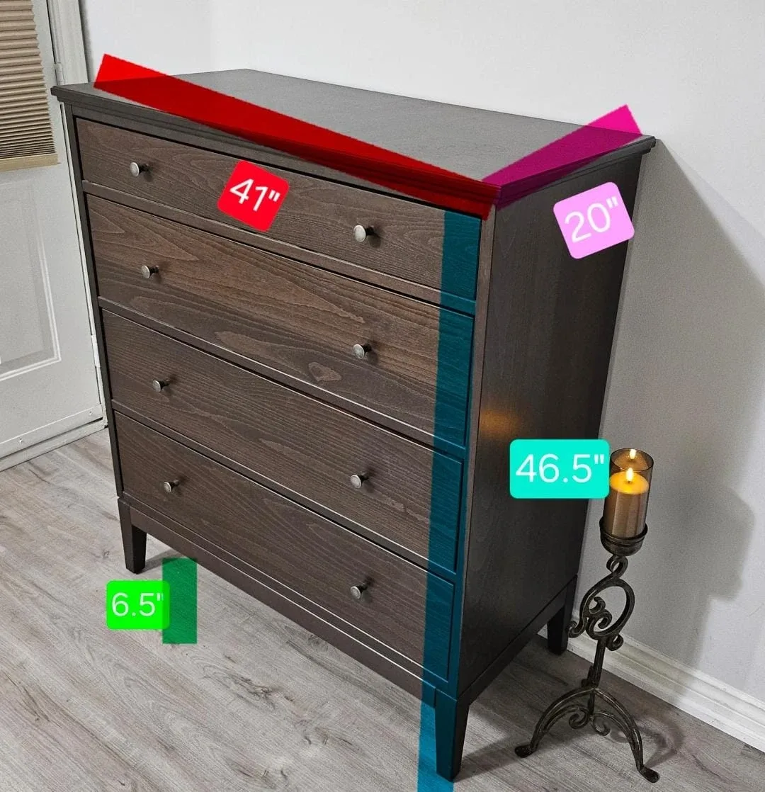 Dark Brown Wooden 4-Drawer Dresser - 41"x20" image indicator(3)