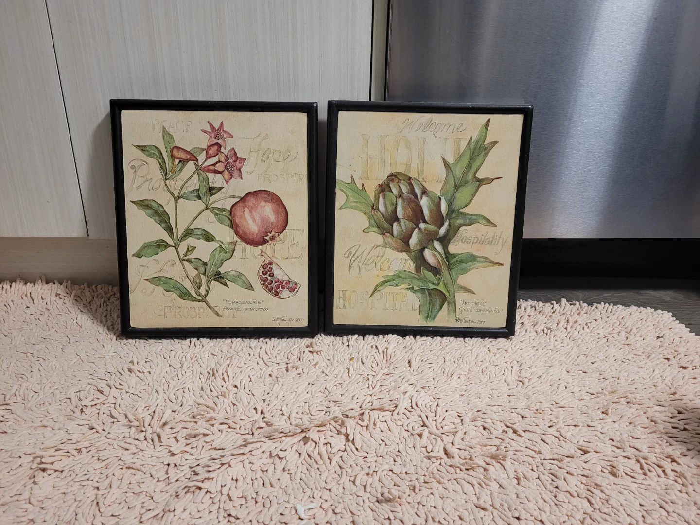 Framed Pomegranate & Artichoke Prints - Set of 2