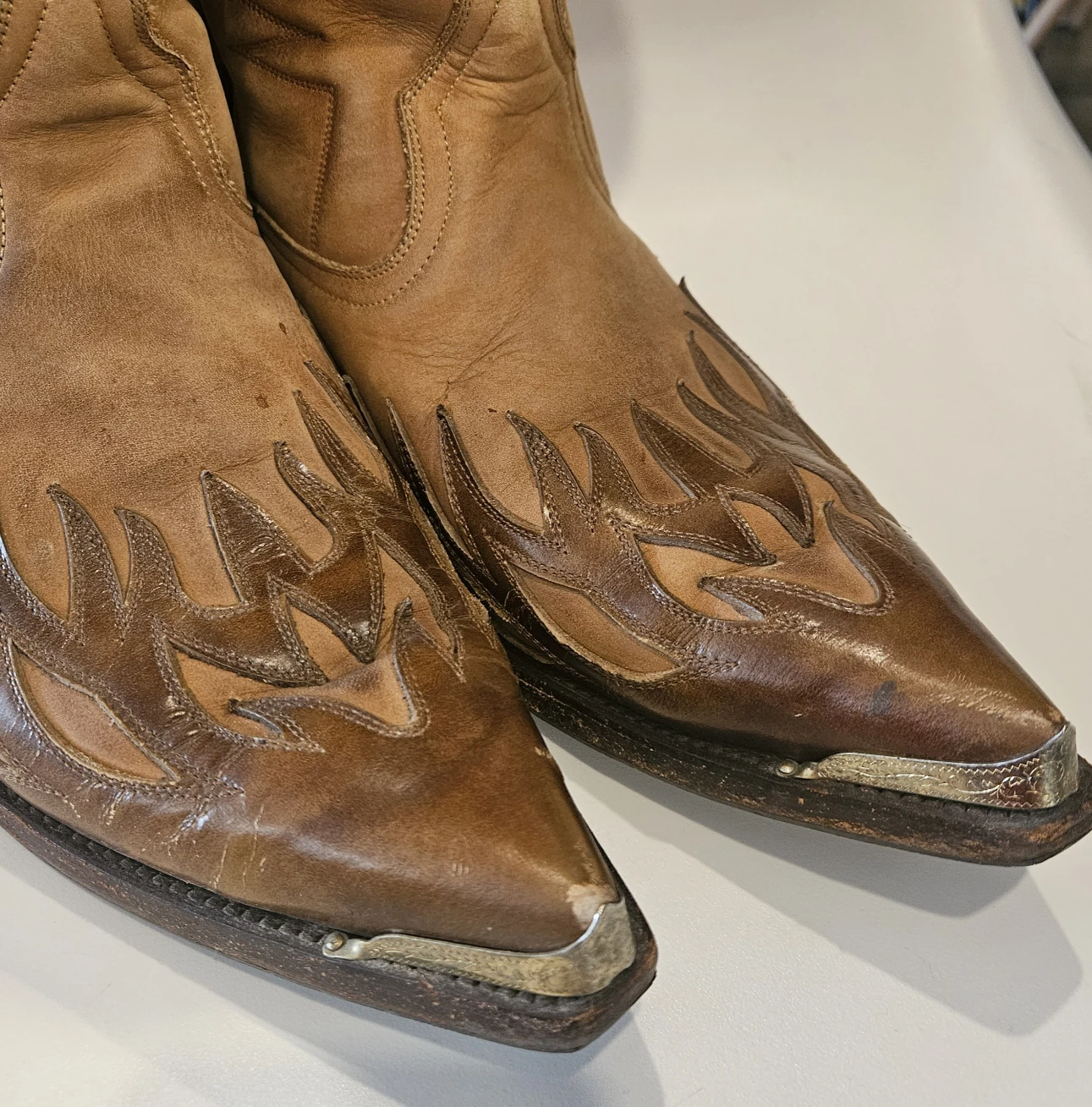 Mens Vintage Cowboy Boots Brown Leather