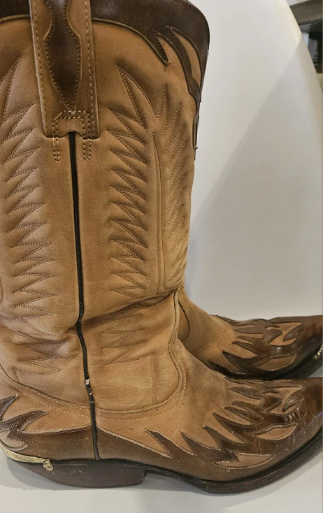 Mens Vintage Cowboy Boots Brown Leather - photo 2